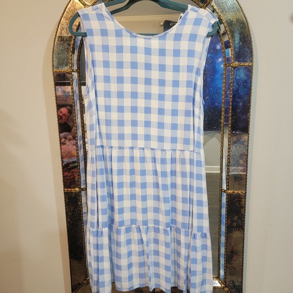 ECOWISH Dress Plaid Blue